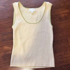 LOFT Yellow and Green Ribbed Tank Top